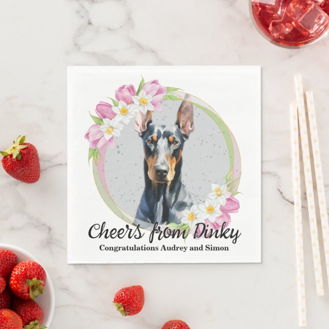 Guardanapos de casamento de cachorro Doberman Pins (Insitu)
