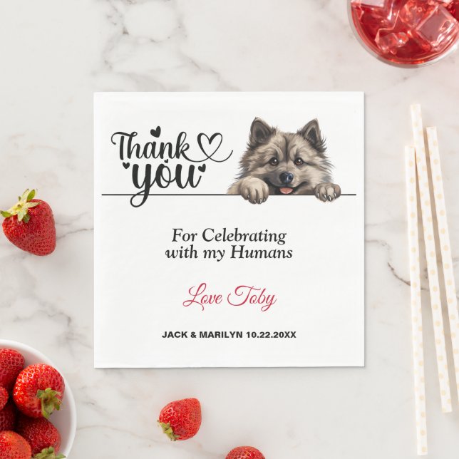 Guardanapos de casamento de cachorro Keeshond com  (Insitu)