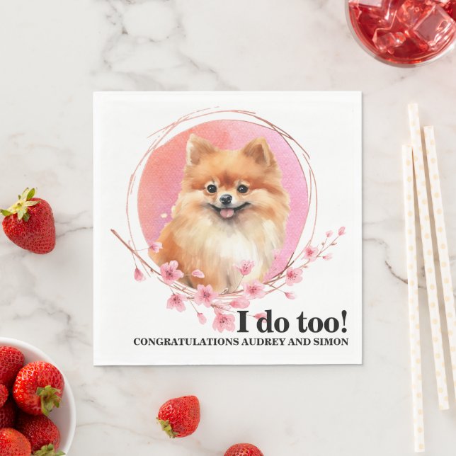 Guardanapos de Casamento de Cachorro Pomerânia com (Insitu)