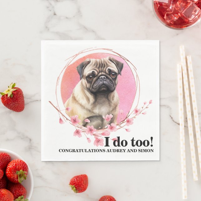 Guardanapos de Casamento de Cachorro Pug com Foto  (Insitu)