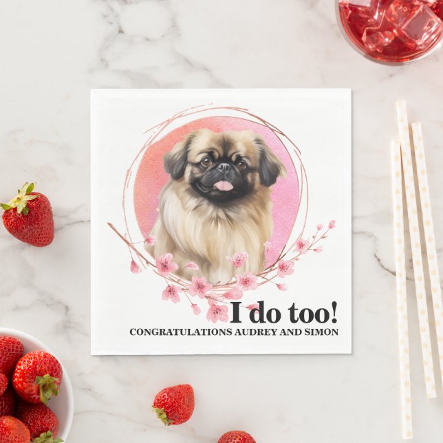 Guardanapos de casamento de cães pequinês com foto (Insitu)