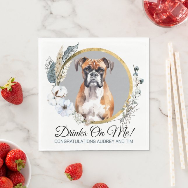 Guardanapos de casamento de cão boxer com foto de  (Insitu)
