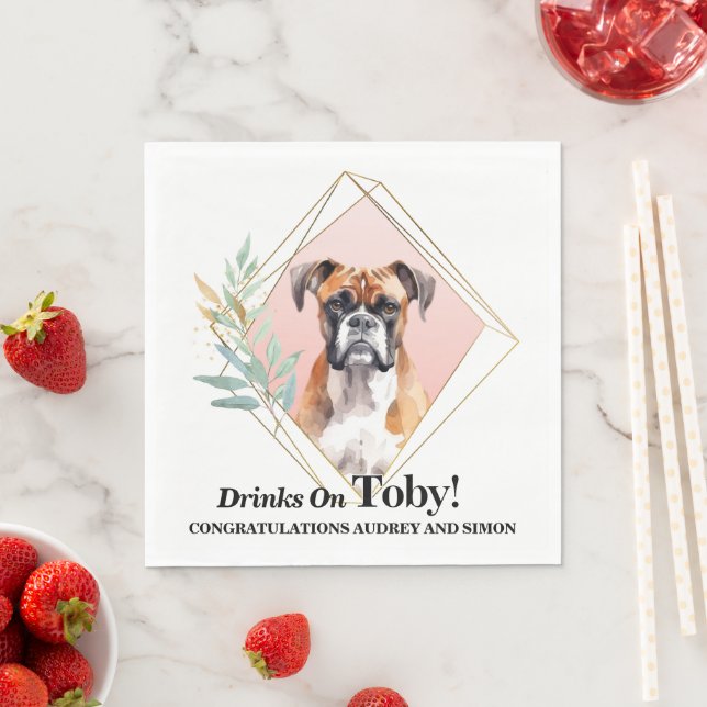 Guardanapos de casamento de cão boxer com foto de  (Insitu)