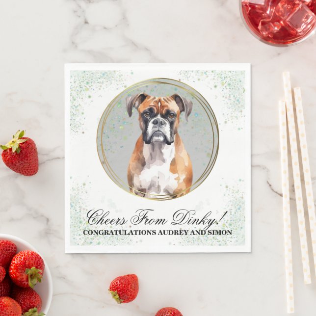 Guardanapos de casamento de cão boxer com foto de  (Insitu)