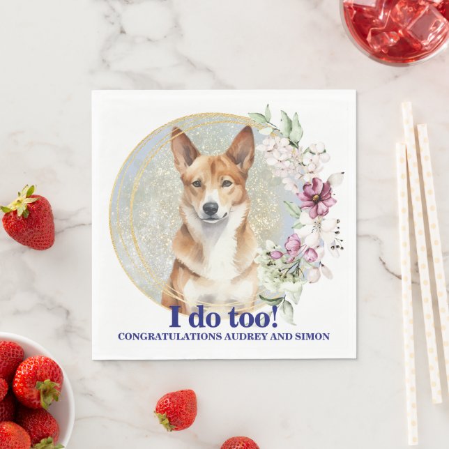 Guardanapos de casamento de cão de Canaã com foto (Insitu)