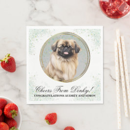 Guardanapos de casamento de cão pequinês com foto