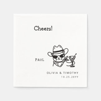 Guardanapos de casamento de gato cowboy desenhados