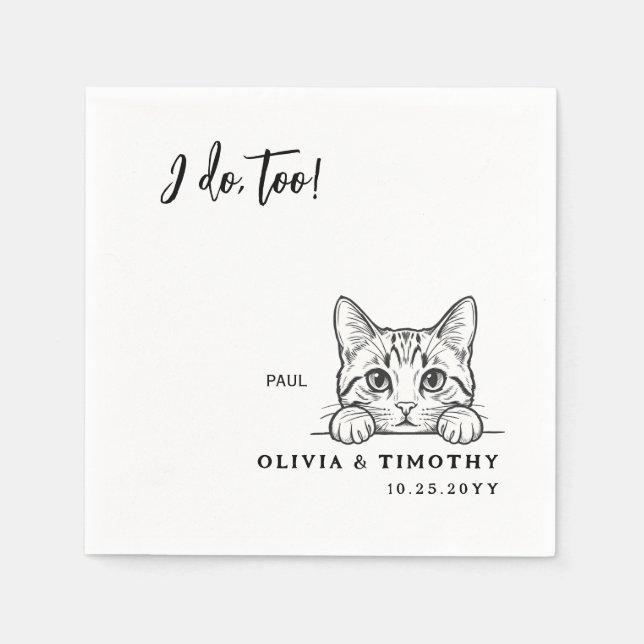 Guardanapos de casamento de gato minimalista 'Eu t (Frente)