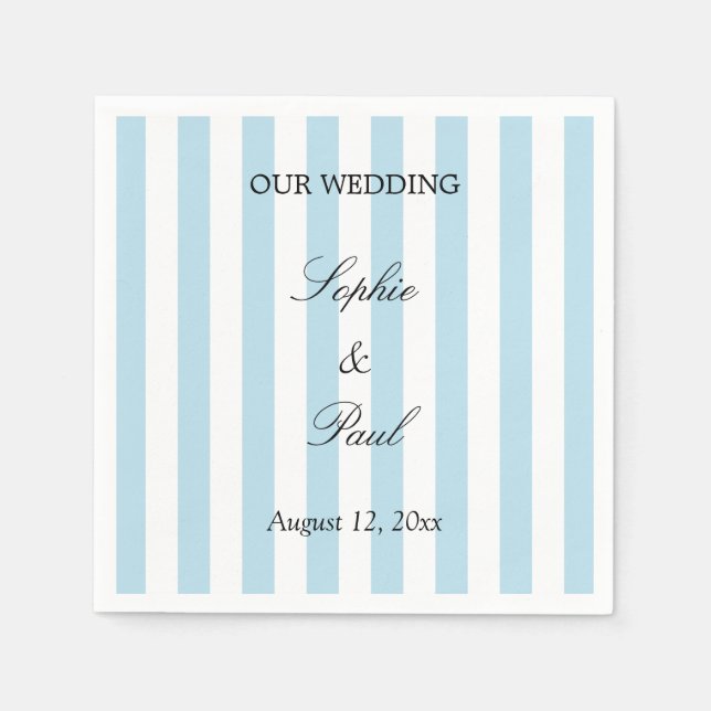 Guardanapos de casamento de listras azul pálido el (Frente)