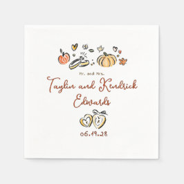 Guardanapos de casamento de outono com desenhos ca