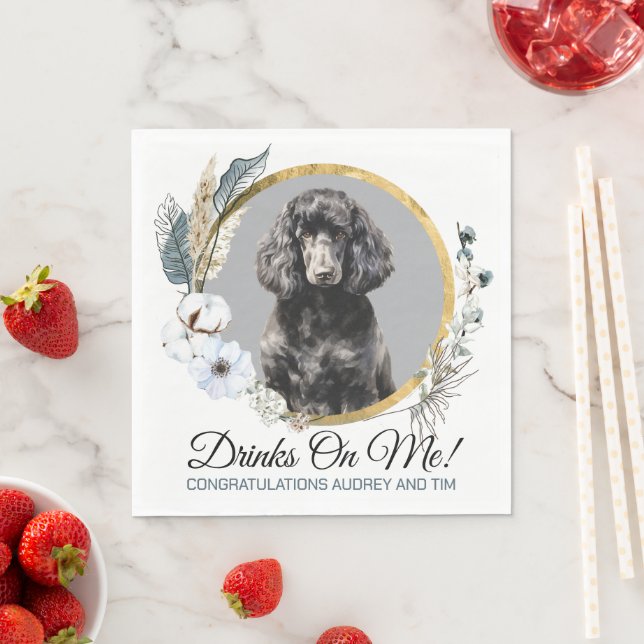 Guardanapos de casamento de Poodle Padrão Com Foto (Insitu)