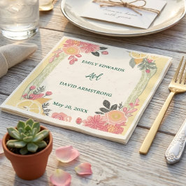 Guardanapos de casamento de verão limão floral