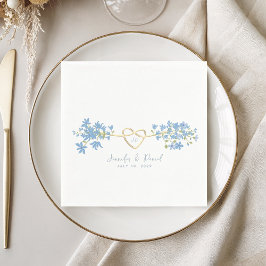 Guardanapos de casamento Dusty Blue com flores sil