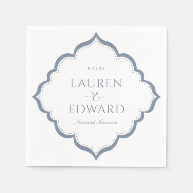 Guardanapos de Casamento | Elegância Simples (Azul (Frente)