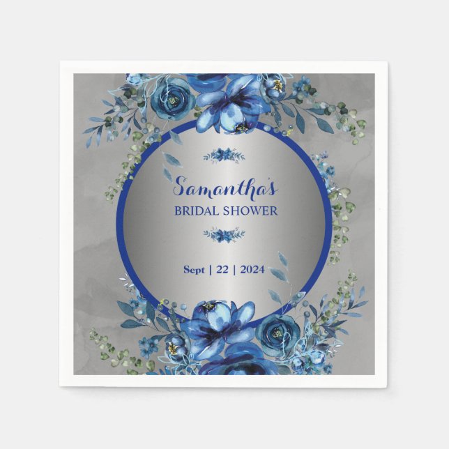 Guardanapos de casamento Elegant Silver Blossoms (Frente)