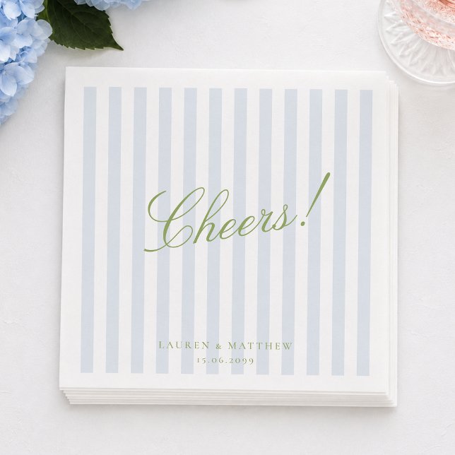 Guardanapos de casamento elegantes Blue Stripe Che (Criador carregado)
