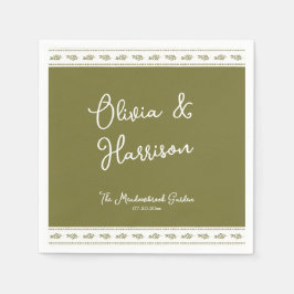 Guardanapos de casamento elegantes em verde oliva 