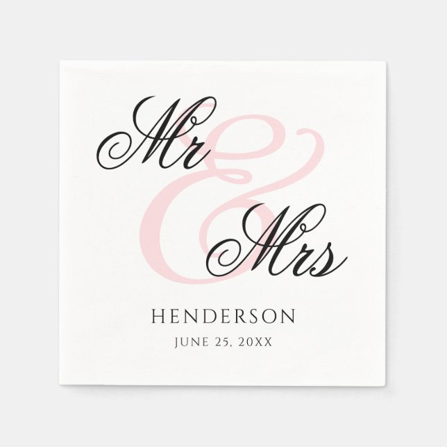 Guardanapos de casamento elegantes minimalistas Mr (Frente)