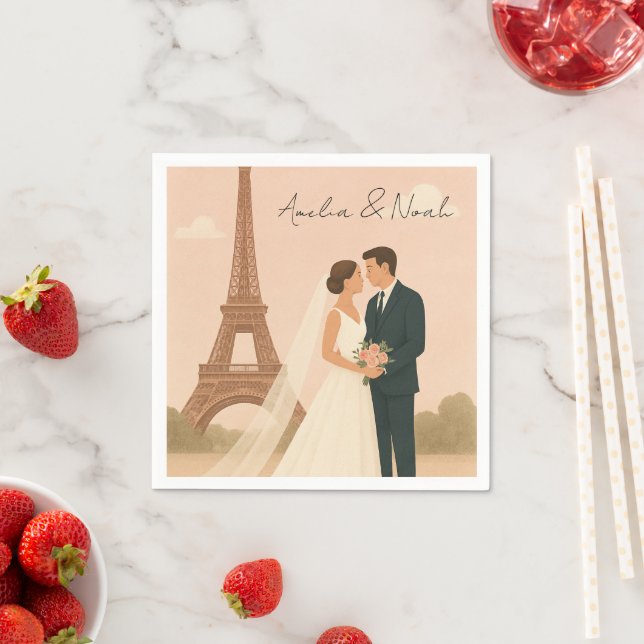 Guardanapos de casamento elegantes Paris com desen (Insitu)