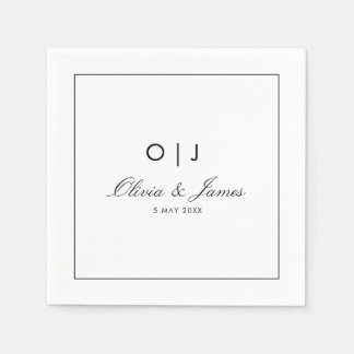 Guardanapos de casamento elegantes preto e branco
