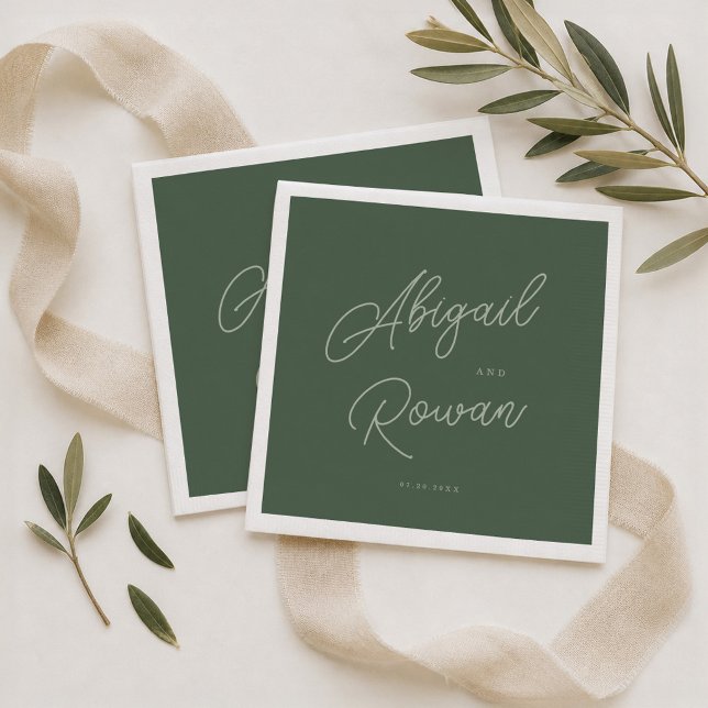 Guardanapos de casamento elegantes verde floresta (Criador carregado)