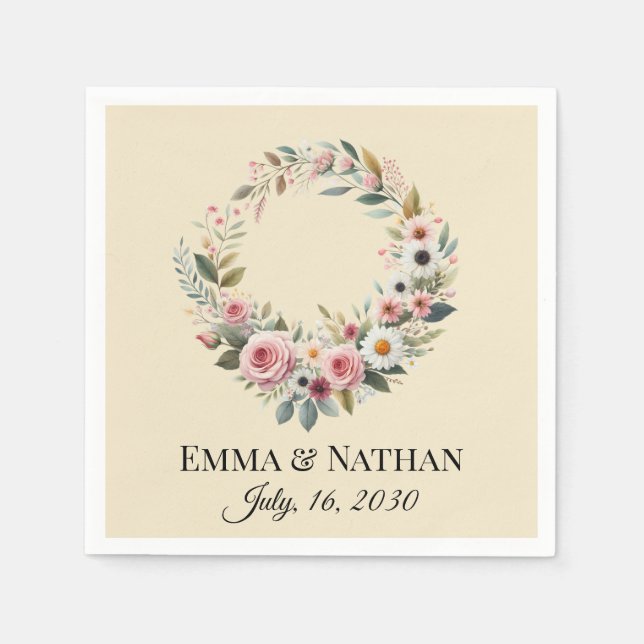 Guardanapos de casamento em aquarela floral Boho r (Frente)