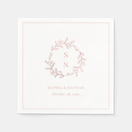 Guardanapos de casamento em rosa dourado e branco