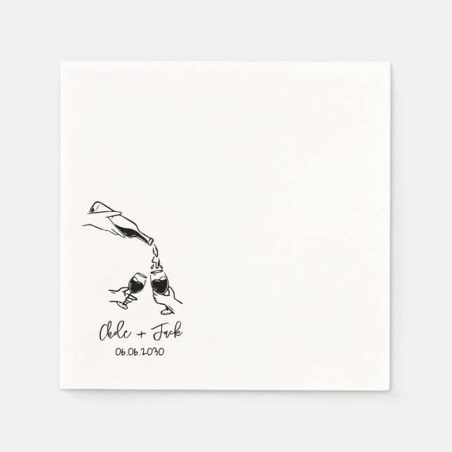 Guardanapos de casamento em taças de champanhe des (Frente)