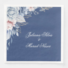 Guardanapos de casamento florais azul empoeirado