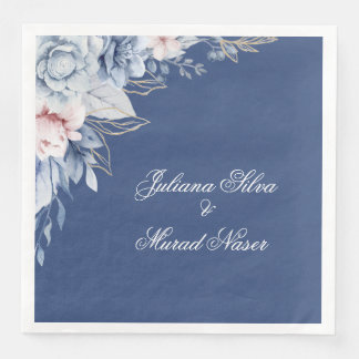 Guardanapos de casamento florais azul empoeirado