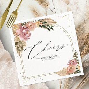 Guardanapos de casamento florais boho cores neutra
