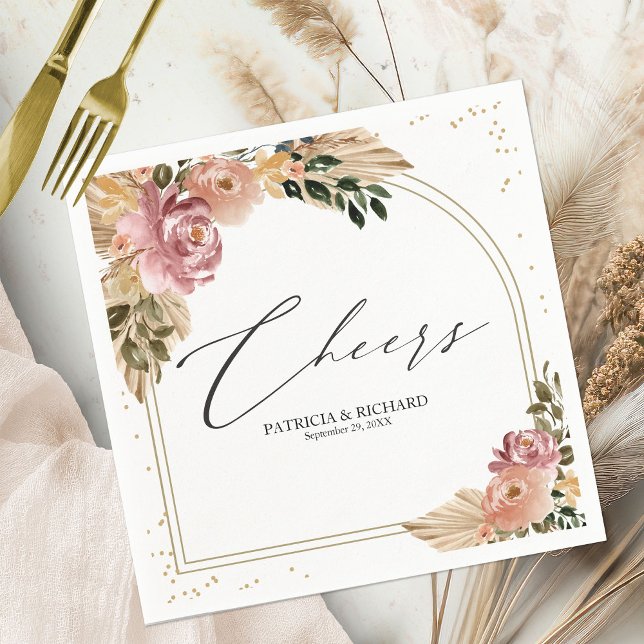 Guardanapos de casamento florais boho cores neutra (Criador carregado)