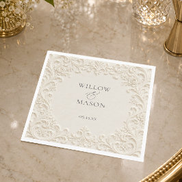 Guardanapos de casamento florais com rolo vintage