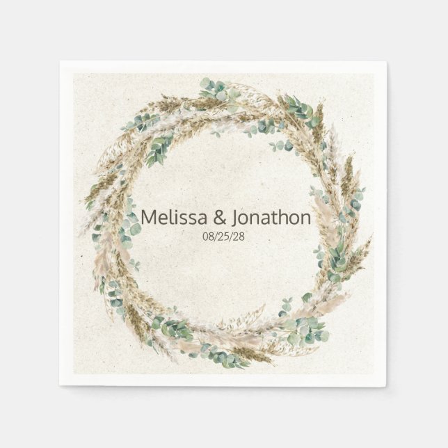 Guardanapos de casamento florais neutros Boho Past (Frente)