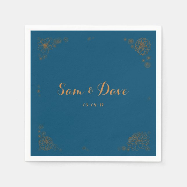 Guardanapos de casamento florais personalizáveis (Frente)