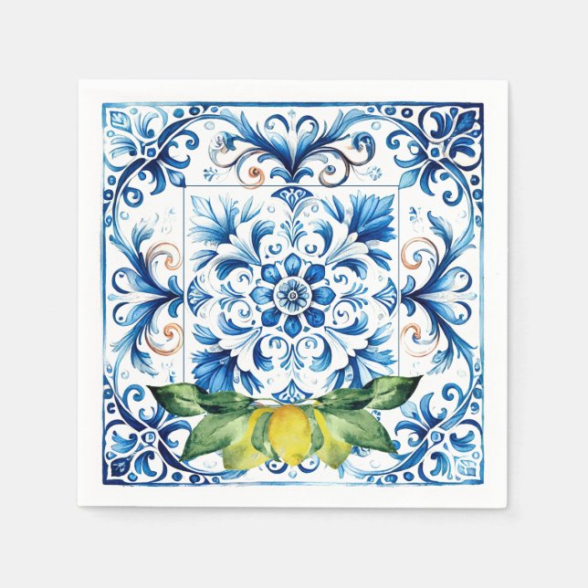 Guardanapos de Casamento Foto Azulejo de Amalfi e  (Frente)