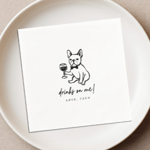 Guardanapos de Casamento French Bulldog Drinks on
