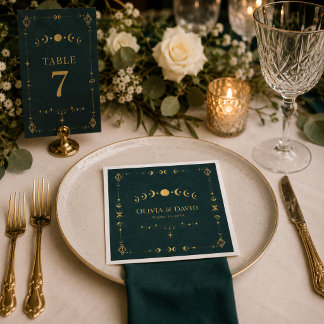Guardanapos de casamento gótico celeste escuro tea