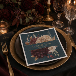 Guardanapos de casamento gótico floral em azul-tea