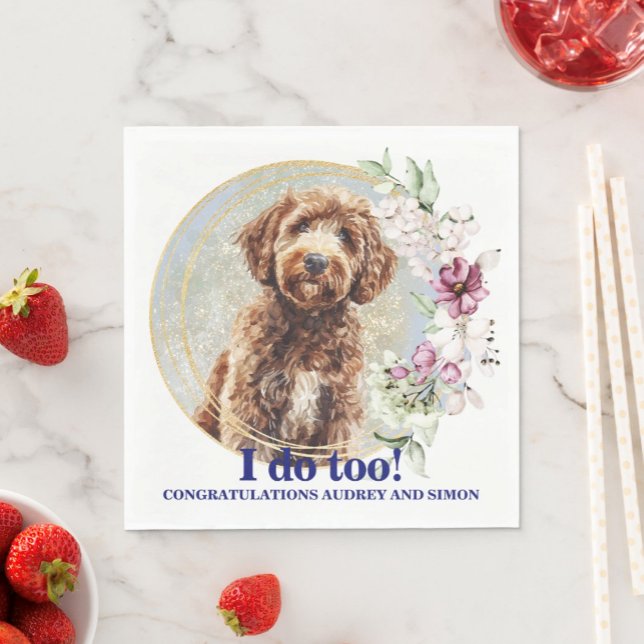 Guardanapos de casamento Labradoodle com foto de c (Criador carregado)