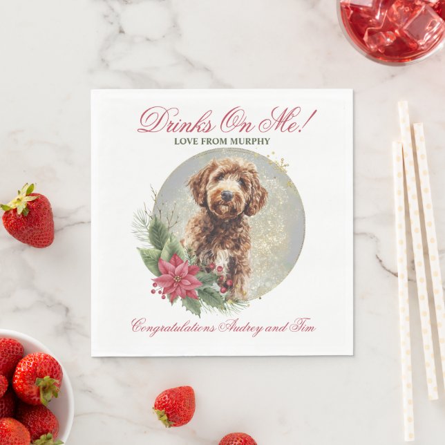 Guardanapos de casamento Labradoodle com foto de c (Insitu)