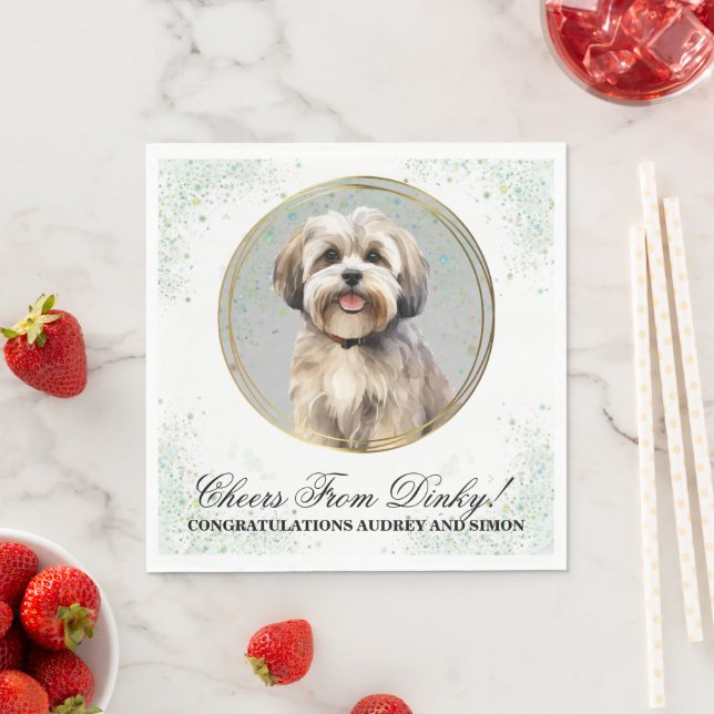 Guardanapos de casamento Lhasa Apso com foto de cã (Insitu)
