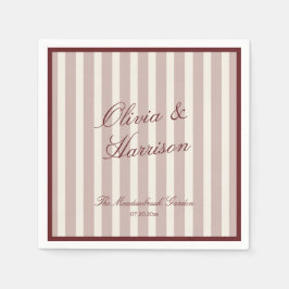 Guardanapos de casamento listrados de vinho profun