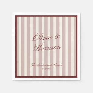 Guardanapos de casamento listrados de vinho profun