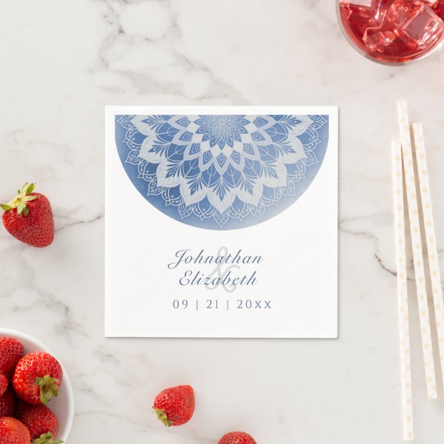 Guardanapos de Casamento Mandala de Renda Azul (Insitu)