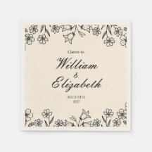 Guardanapos de casamento marfim floral minimalista