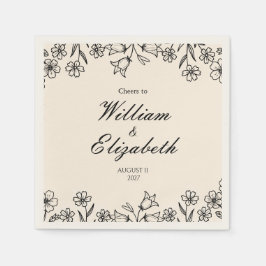 Guardanapos de casamento marfim floral minimalista