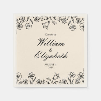 Guardanapos de casamento marfim floral minimalista