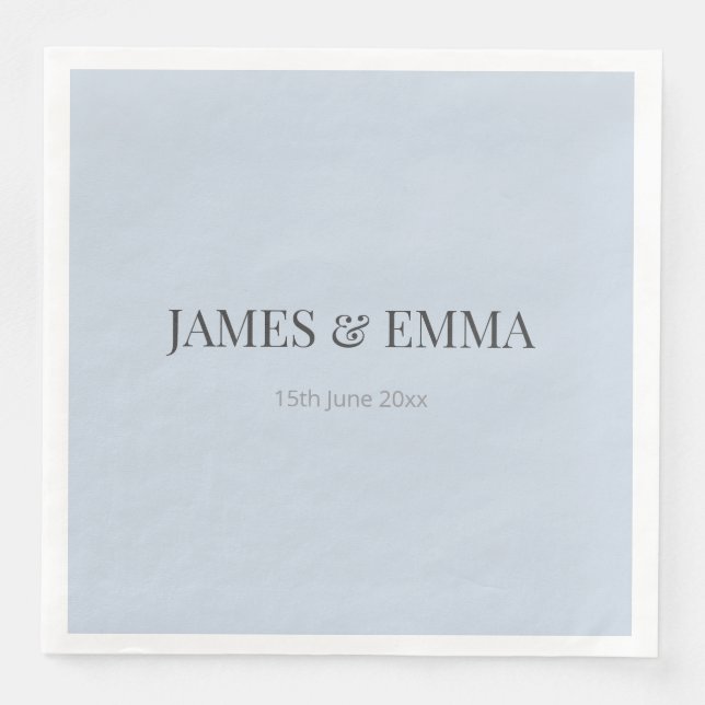 Guardanapos de Casamento Minimalista | Azul Desbot (Frente)