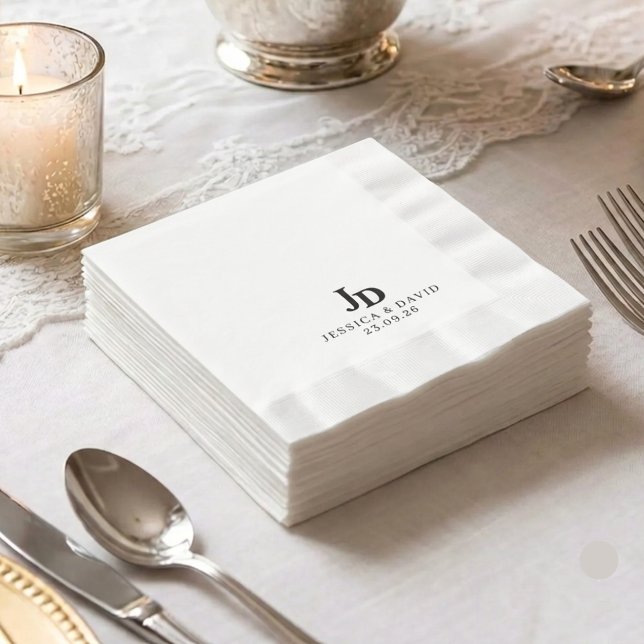 Guardanapos de Casamento Minimalista com Monograma (Criador carregado)